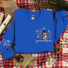 Lofaris Custom Embroidered Cute Snowman Grandma Sweatshirt