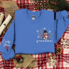 Lofaris Custom Embroidered Cute Snowman Grandma Sweatshirt