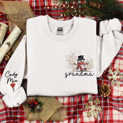 Lofaris Custom Embroidered Cute Snowman Grandma Sweatshirt