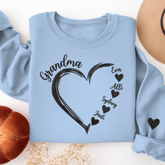 Lofaris Custom Embroidered Grandma And Kids Name Sweatshirt