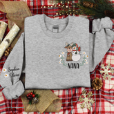 Lofaris Custom Embroidered Reindeer Snowman Sweatshirt
