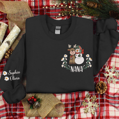 Lofaris Custom Embroidered Reindeer Snowman Sweatshirt