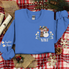 Lofaris Custom Embroidered Reindeer Snowman Sweatshirt
