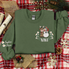 Lofaris Custom Embroidered Reindeer Snowman Sweatshirt
