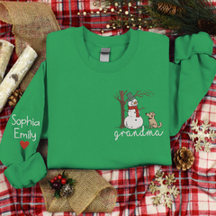 Lofaris Custom Embroidered Snowman Pet Grandma Sweatshirt