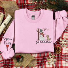 Lofaris Custom Embroidered Snowman Pet Grandma Sweatshirt