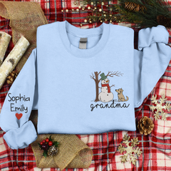 Lofaris Custom Embroidered Snowman Pet Grandma Sweatshirt