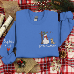 Lofaris Custom Embroidered Snowman Pet Grandma Sweatshirt