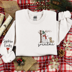 Lofaris Custom Embroidered Snowman Pet Grandma Sweatshirt