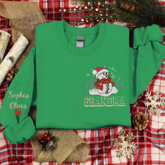 Lofaris Custom Embroidered Snowman Tree Grandma Sweatshirt