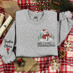 Lofaris Custom Embroidered Snowman Tree Grandma Sweatshirt