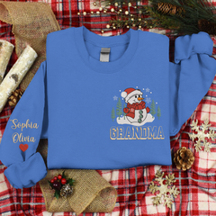 Lofaris Custom Embroidered Snowman Tree Grandma Sweatshirt
