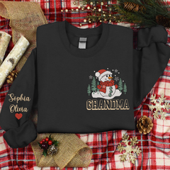 Lofaris Custom Embroidered Snowman Tree Grandma Sweatshirt