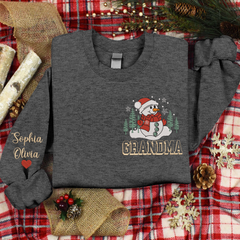 Lofaris Custom Embroidered Snowman Tree Grandma Sweatshirt