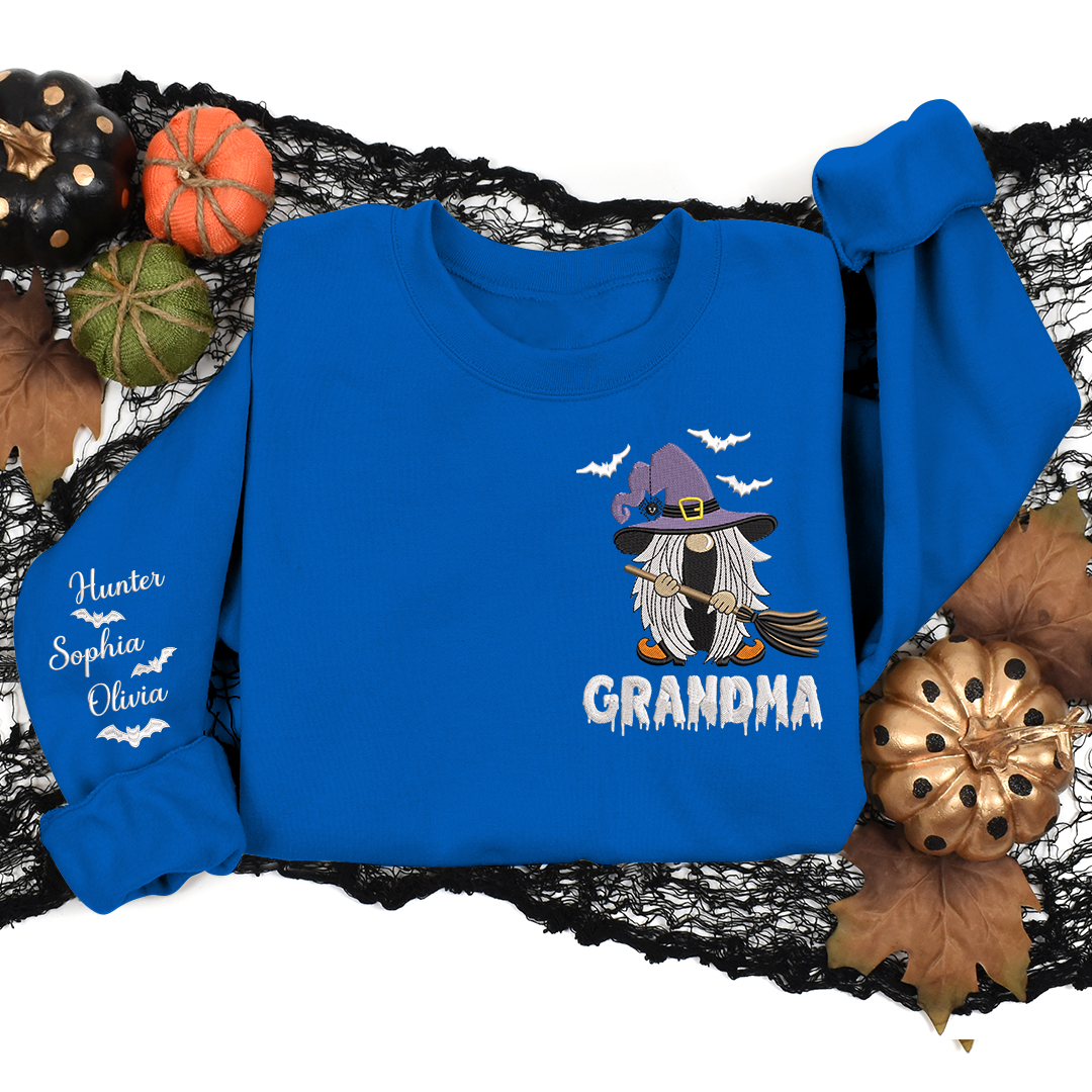 Lofaris Custom Embroidered Witch Grandma Halloween Sweatshirt