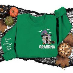 Lofaris Custom Embroidered Witch Grandma Halloween Sweatshirt