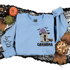 Lofaris Custom Embroidered Witch Grandma Halloween Sweatshirt