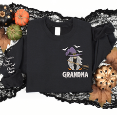 Lofaris Custom Embroidered Witch Grandma Halloween Sweatshirt