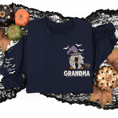 Lofaris Custom Embroidered Witch Grandma Halloween Sweatshirt