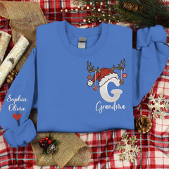 Lofaris Custom Embroidery Grandma And Kids Name Sweatshirt