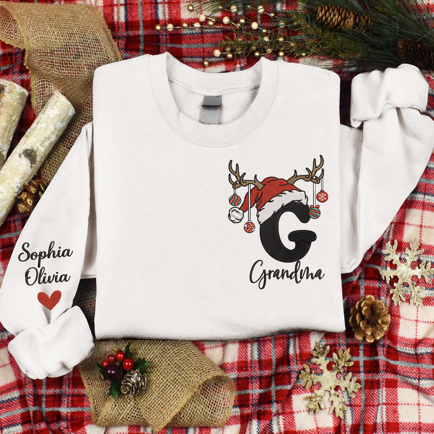 Lofaris Custom Embroidery Grandma And Kids Name Sweatshirt