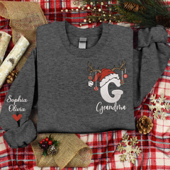 Lofaris Custom Embroidery Grandma And Kids Name Sweatshirt