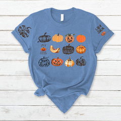 Lofaris Custom Fall Harvest Pumpkins Grandma and Kids T - Shirt