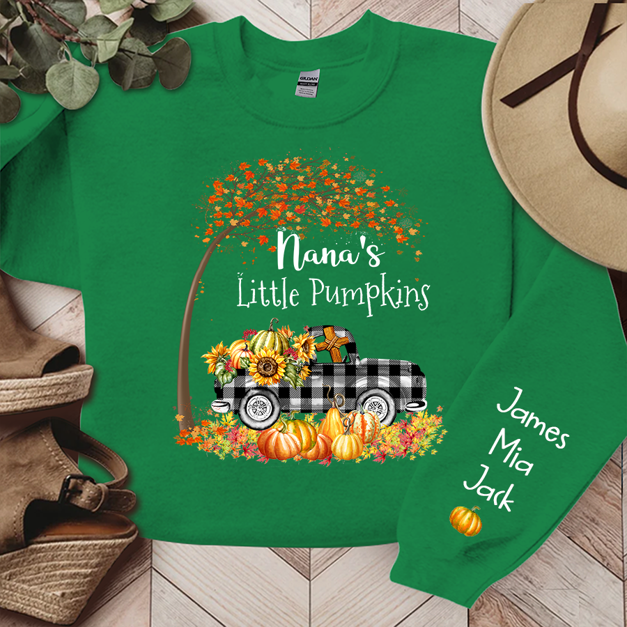 Lofaris Custom Fall Tree Plaid Truck Pumpkins Sweatshirt