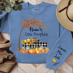 Lofaris Custom Fall Tree Plaid Truck Pumpkins Sweatshirt