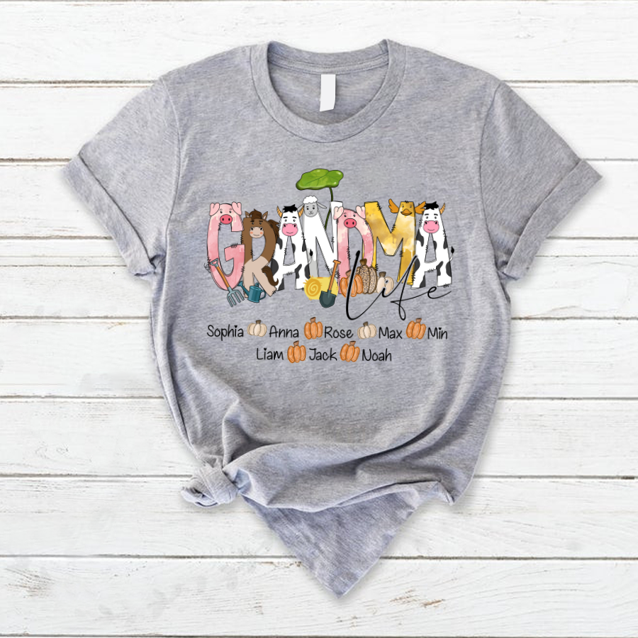 Lofaris Custom Farm Animal Doodle Grandma And Kids T - Shirt
