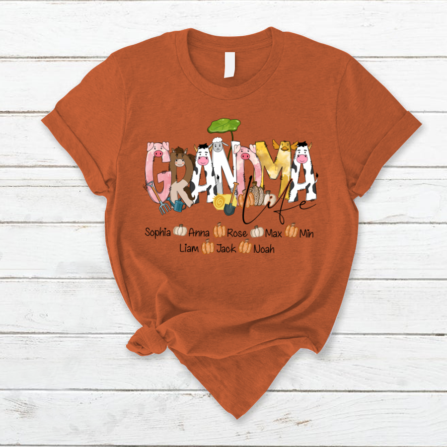 Lofaris Custom Farm Animal Doodle Grandma And Kids T - Shirt