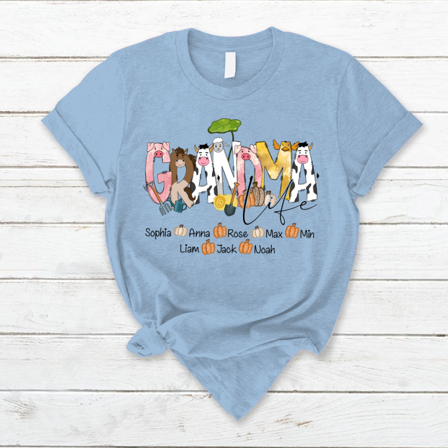 Lofaris Custom Farm Animal Doodle Grandma And Kids T - Shirt