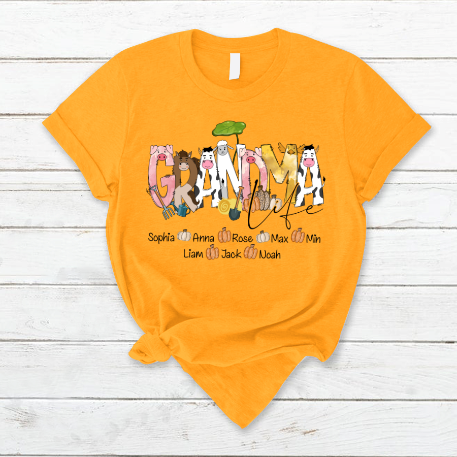 Lofaris Custom Farm Animal Doodle Grandma And Kids T - Shirt