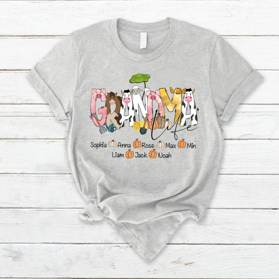 Lofaris Custom Farm Animal Doodle Grandma And Kids T - Shirt