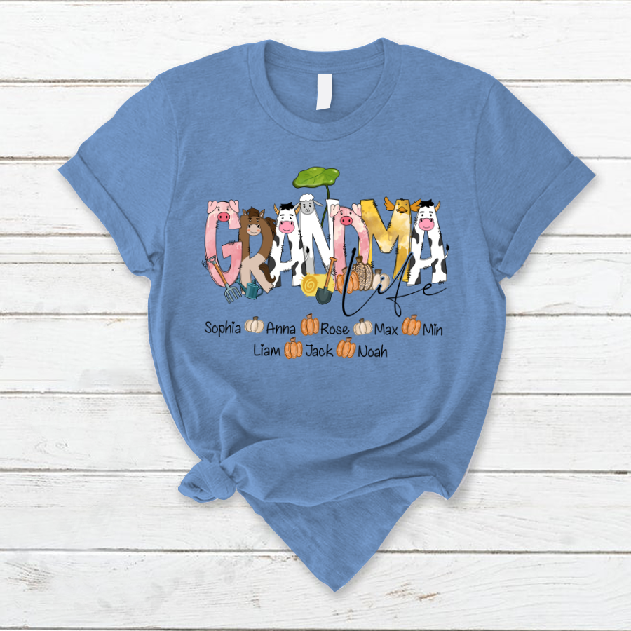 Lofaris Custom Farm Animal Doodle Grandma And Kids T - Shirt