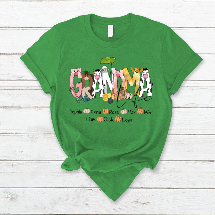 Lofaris Custom Farm Animal Doodle Grandma And Kids T - Shirt