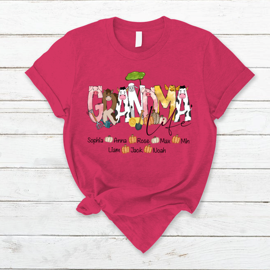Lofaris Custom Farm Animal Doodle Grandma And Kids T - Shirt