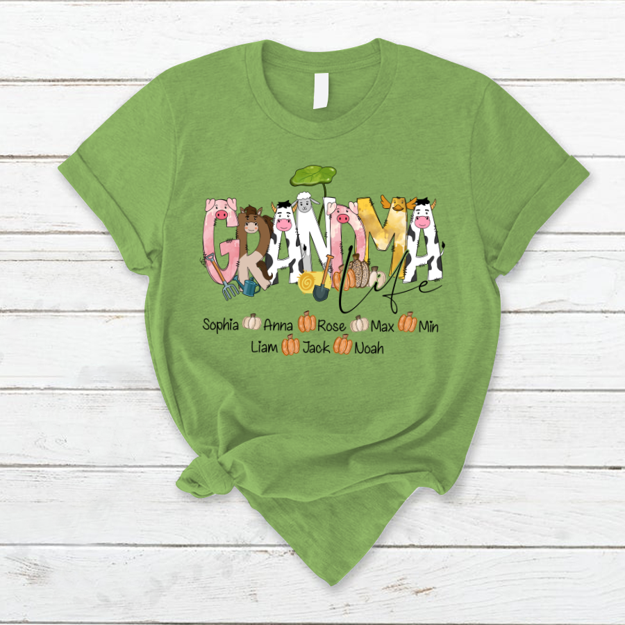 Lofaris Custom Farm Animal Doodle Grandma And Kids T - Shirt