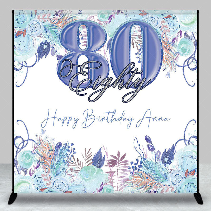 Lofaris Custom Floral Boho Leaves 80th Birthday Backdrop