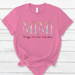 Lofaris Custom Flower Mimi Font Kids Mothers Day T-Shirt