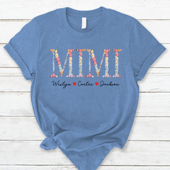 Lofaris Custom Flower Mimi Font Kids Mothers Day T-Shirt