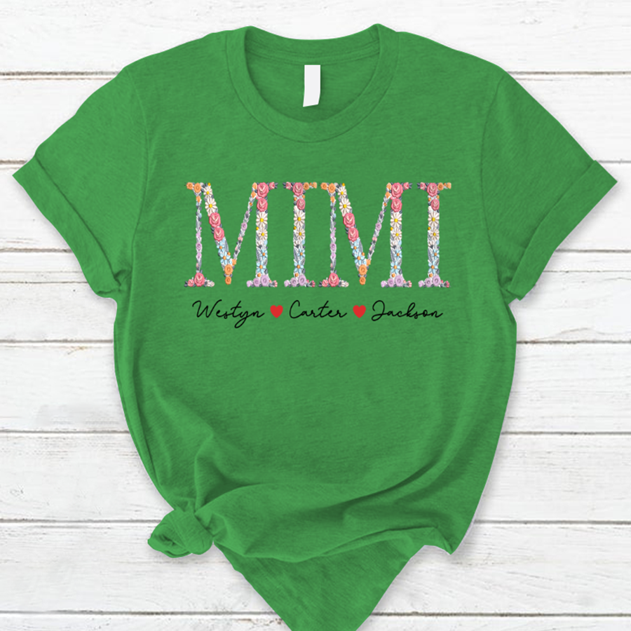 Lofaris Custom Flower Mimi Font Kids Mothers Day T-Shirt