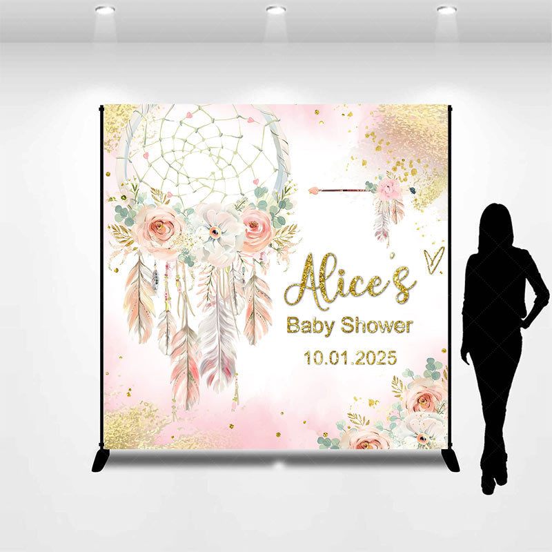 Lofaris Custom Flowers Dreamcatcher Baby Shower Backdrop