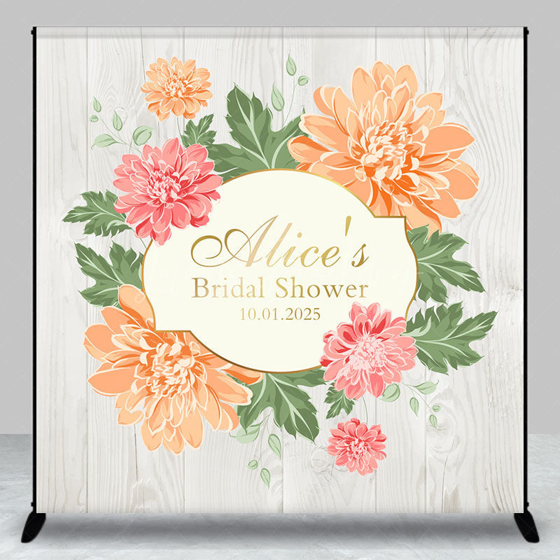 Lofaris Custom Flowers Wood Texture Bridal Shower Backdrop