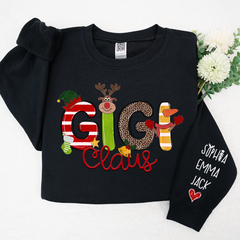 Lofaris Custom Gigi Claus And Grandkids Christmas Sweatshirt