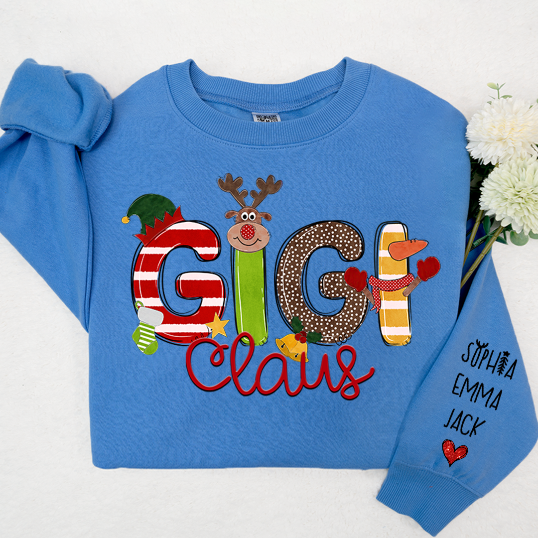 Lofaris Custom Gigi Claus And Grandkids Christmas Sweatshirt
