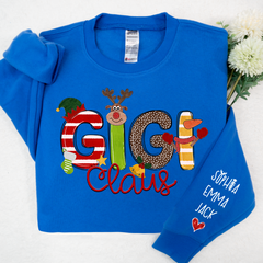 Lofaris Custom Gigi Claus And Grandkids Christmas Sweatshirt