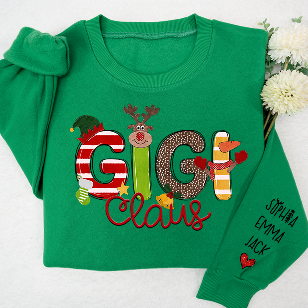 Lofaris Custom Gigi Claus And Grandkids Christmas Sweatshirt