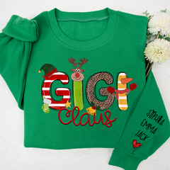 Lofaris Custom Gigi Claus And Grandkids Christmas Sweatshirt