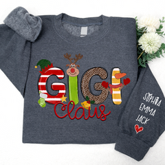 Lofaris Custom Gigi Claus And Grandkids Christmas Sweatshirt